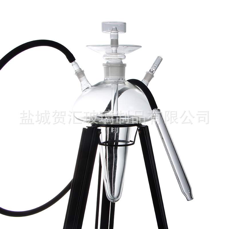 现货迪拜耐热大蘑菇美杜莎透明造型水烟壶带LED灯玻璃水烟壶