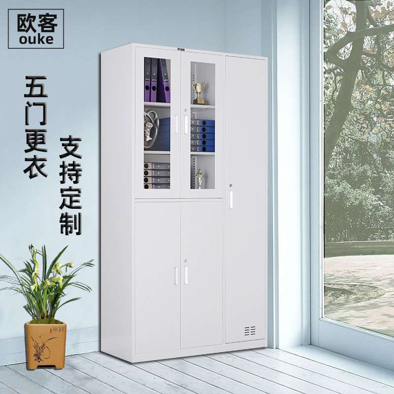 无尘车间员工更衣柜带锁玻璃五门更衣柜储物柜办公室档案寄存柜子