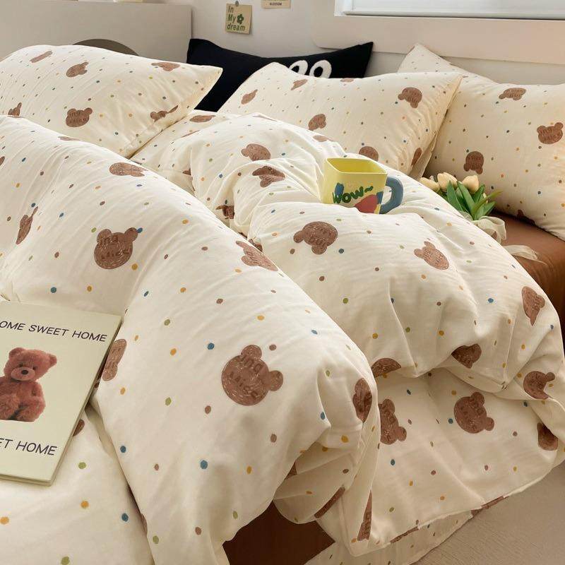 波点熊A类全棉双层纱四件套床单被套单人宿舍三件套小清新床品,工业油品/胶粘/化学/实验室用品,其他实验室设备,淘宝优惠券,粉丝福利购,淘宝优惠卷