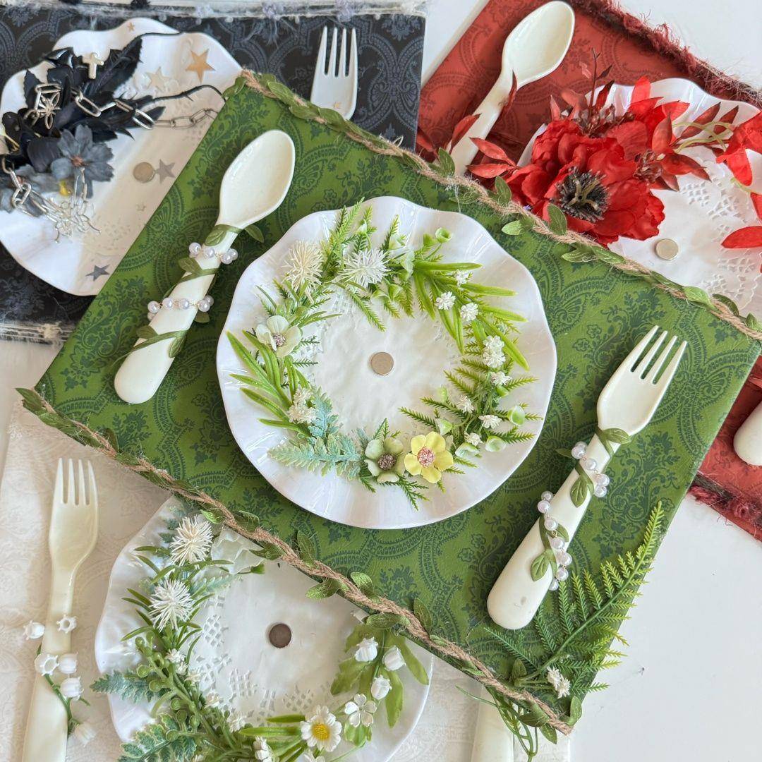 痛包diy材料绿色系套装配饰配件背景纸材料包装饰拍谷美道具扎板