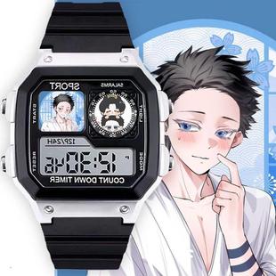 鬼灭之刃雪电子手表儿童小学生初中生运动防水带闹钟夜灯卡通