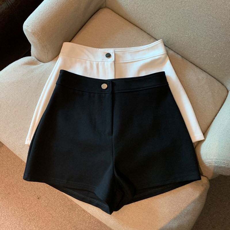 黑色弹力紧身西装短裤女春夏2025新款大尺码胖mm高腰显瘦a字热裤