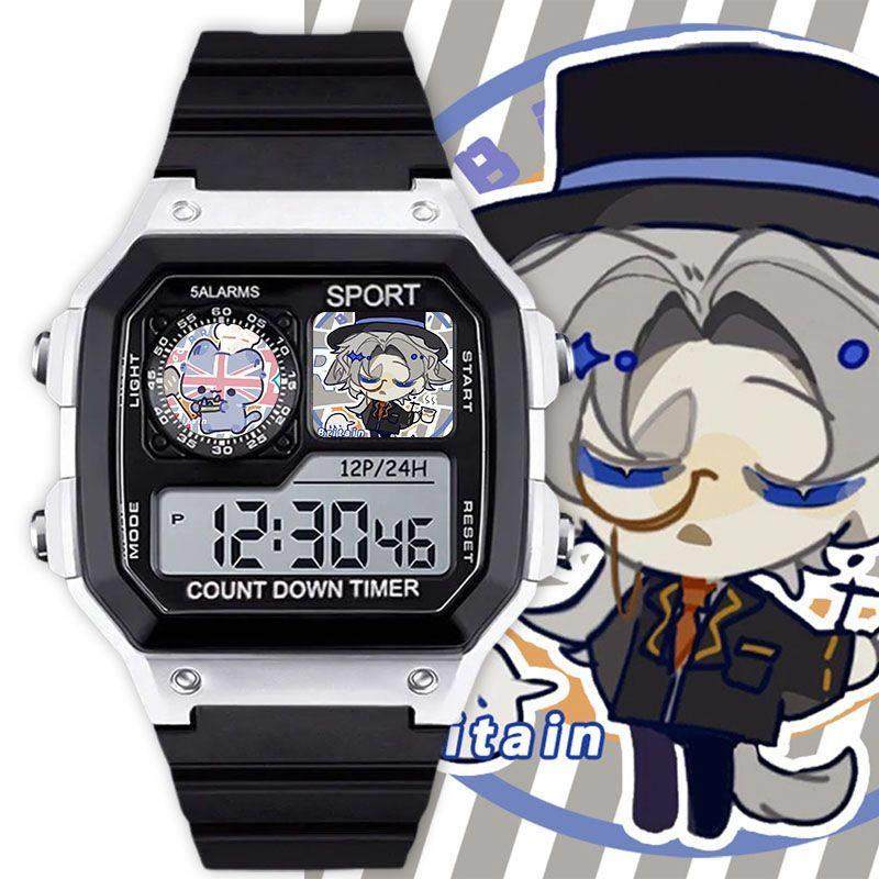 新国拟CH美瓷五常腕表学生防水电子手表小方块有闹钟计时卡通定制