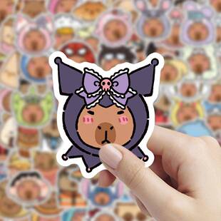 206张卡皮巴拉贴纸可爱卡通手账水杯装饰手机保护壳行李箱diy防水