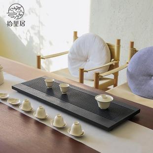 茶台家用客厅茶具托盘简约茶海 天然整块黑金石茶盘高档轻奢新中式