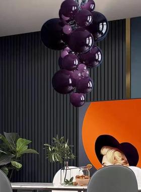意大利Grape果实主题餐厅葡萄吊灯挑空楼梯间设计师会所玻璃灯具