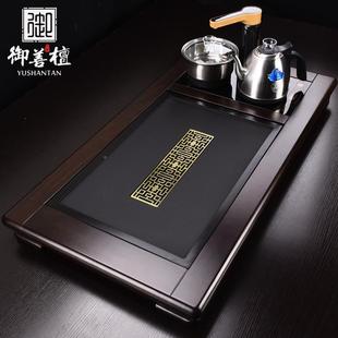 黑檀80042实木刻茶盘简约大号家用茶海自动电雕茶炉合一四茶体台