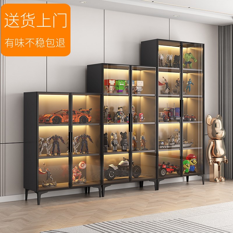 手办展示柜f轻奢玻璃门模型玩具收纳柜子雕塑陈列书柜储物柜子