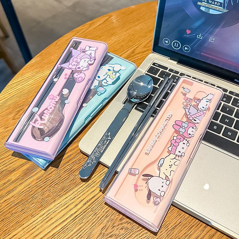 筷子勺子套装一人k用学生便携餐具收纳盒上班族外出自带便当餐具