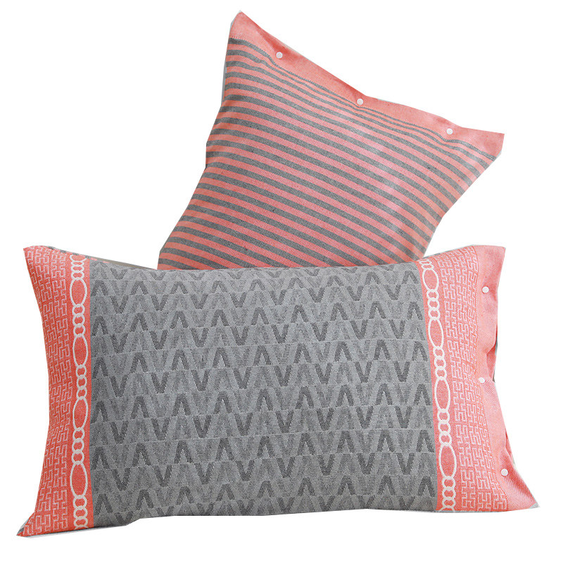 一对装纯棉枕套全棉时尚r花色水洗棉纯棉纱布柔软透气冬季大号加