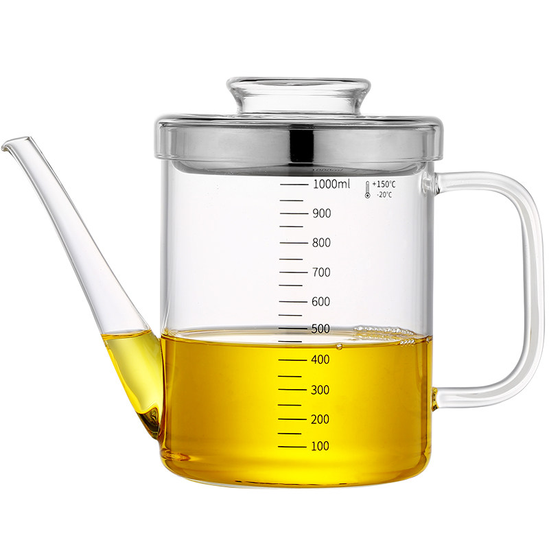 隔油壶玻璃滤汤壶厨房过滤油神器不锈钢滤网油杯油渣分Z离家用油