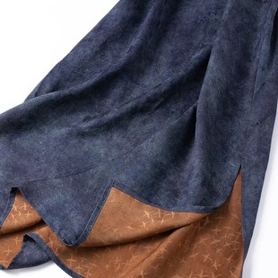 扎染蓝!古典国风桑蚕丝真丝侧拉链花罗香云纱R打底吊带修身连衣裙