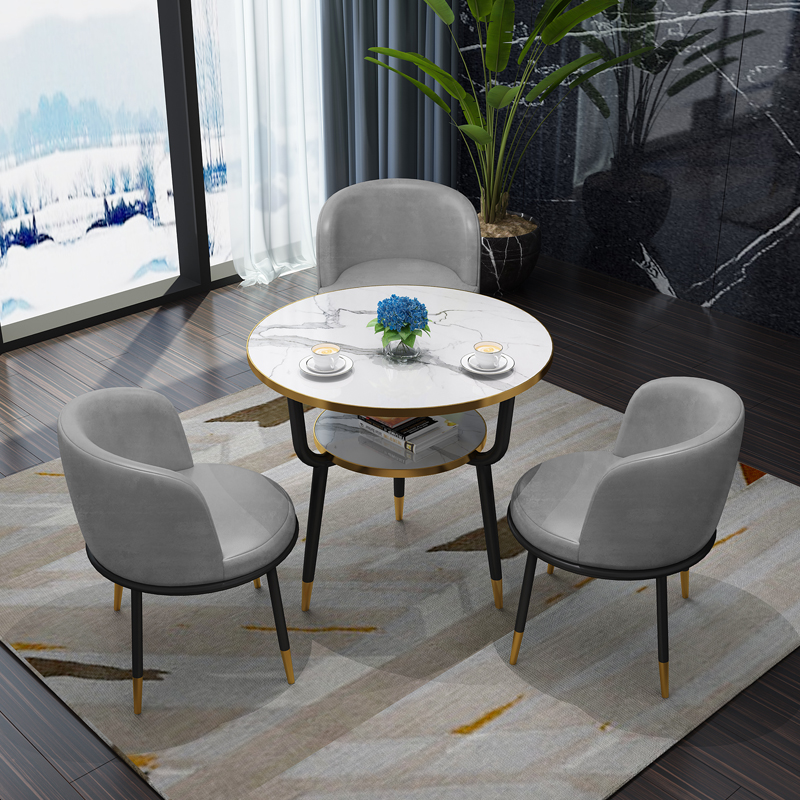 轻奢接待洽谈桌椅组合小户型餐桌C休闲奶茶店咖啡厅谈判阳台小圆