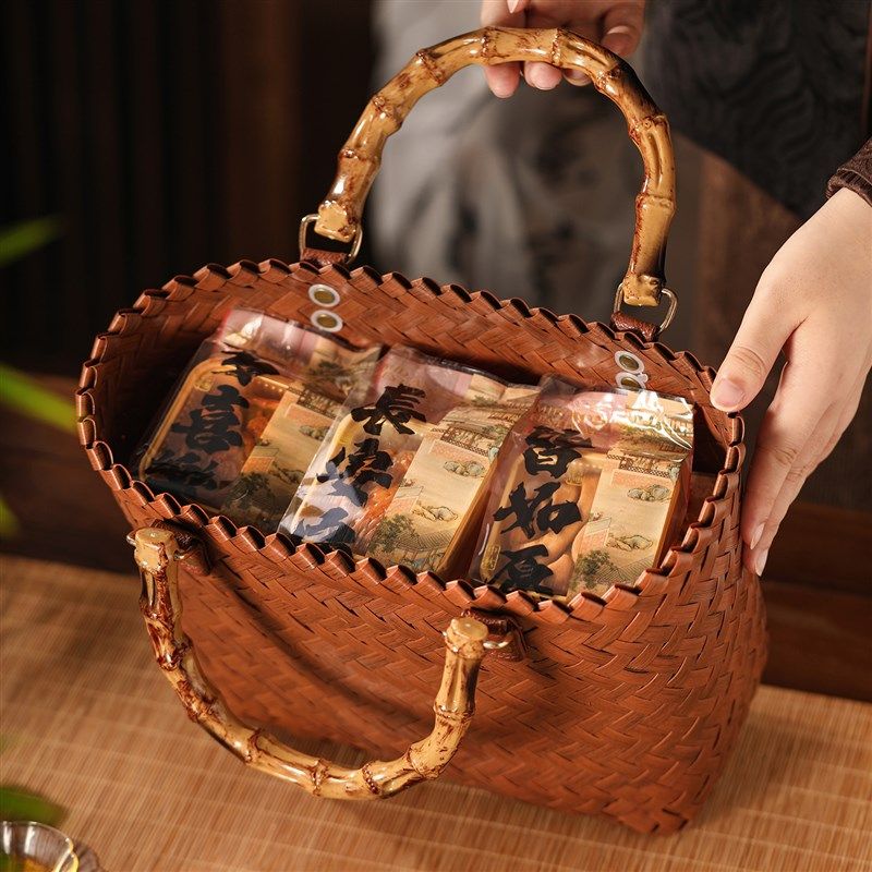 2025中秋月饼礼盒包装盒高w档手提袋编织篮冰皮蛋黄酥盒子空盒定