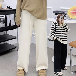 垂感糯米裤 胖mmY宽松阔腿裤 秋冬新款 抽绳休闲裤 直筒长裤 宛宛大码