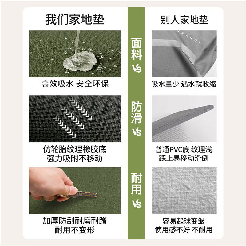 浴室地垫卫生e间厕所门口防滑垫吸水垫子硅藻泥家用全铺耐脏脚垫