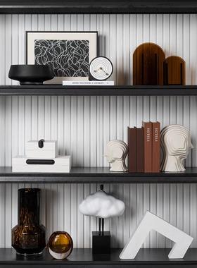 现代轻奢高级感书柜书架桌面装饰摆件高档样板间客厅软装饰品组合