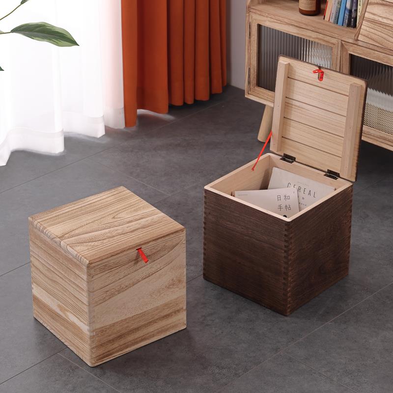 收纳凳子储物凳可坐门口换鞋凳实木化妆台凳子客厅家用收纳箱包邮