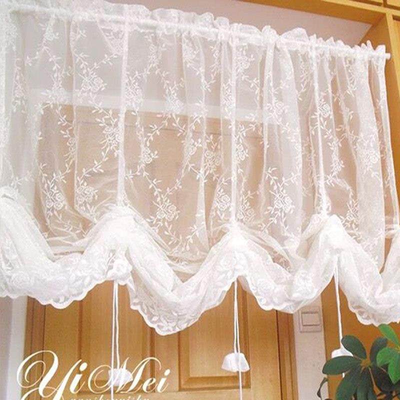 韩式小清新蕾丝纱半帘窗帘提拉气球帘纯白罗马帘卧室门帘厨房隔断,居家布艺,成品窗帘,淘宝优惠券,粉丝福利购,淘宝优惠卷