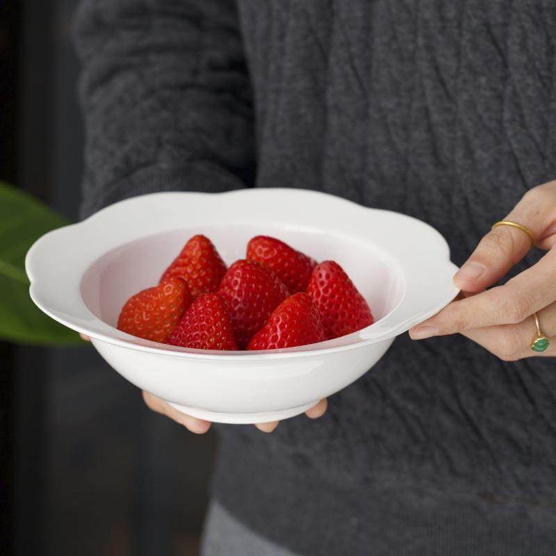 曼叙陶瓷盘子家用ins风简约白色草帽盘景德镇早餐盘子高颜值餐具