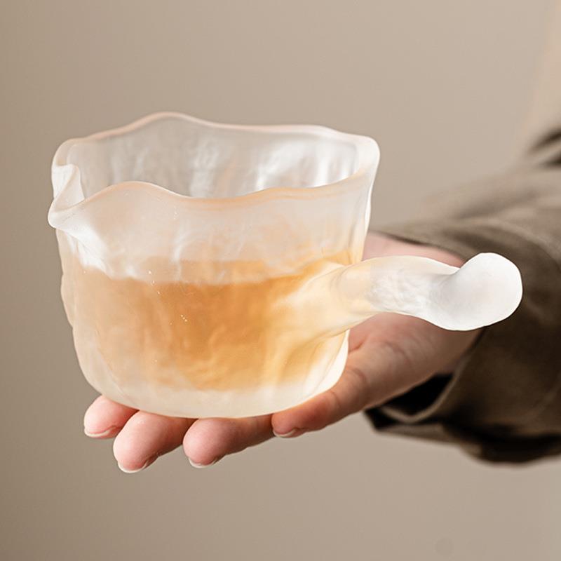 水晶琉璃侧把公道杯女士防烫茶海分茶器功夫茶具配件耐热粉色匀杯