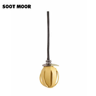 時尚 SOOT MOOR檸檬手縫包掛 立體牛皮可愛原創(chuàng)小眾設(shè)計款 包包掛件