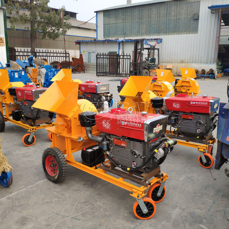 柳条柠条粉碎机 移动式园林树枝粉碎机 柴油动力碎木机