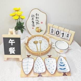 幼儿园午托托管班饭菜摆放盘餐盘拍照道具摆拍餐具午餐播报展示盘