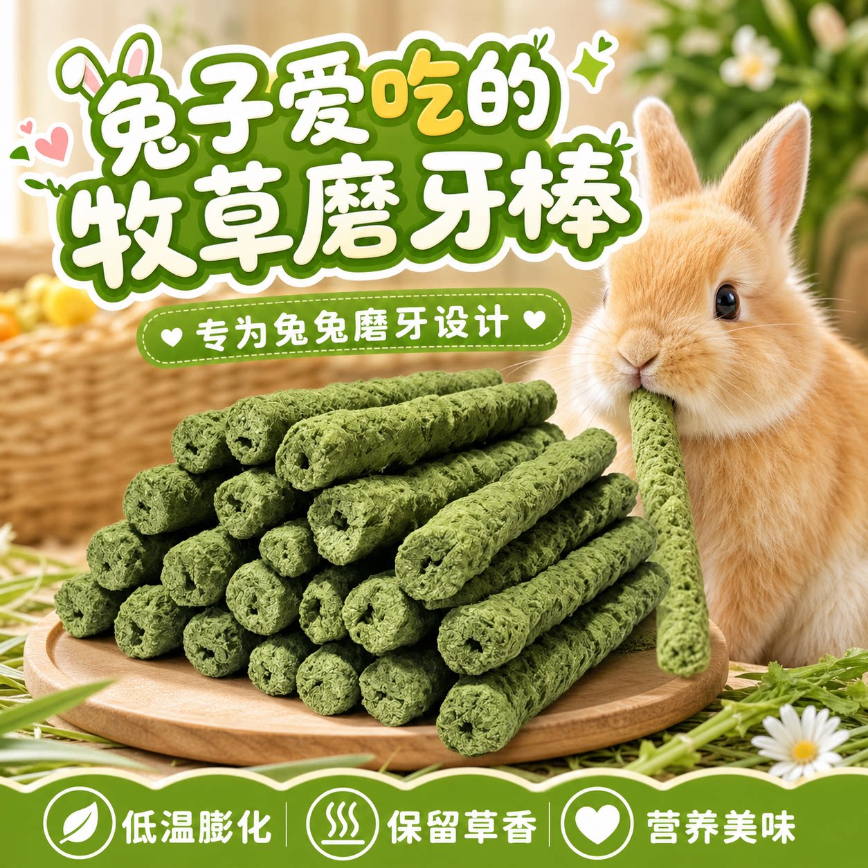 兔兔磨牙棒牧草磨牙零食玩具用品