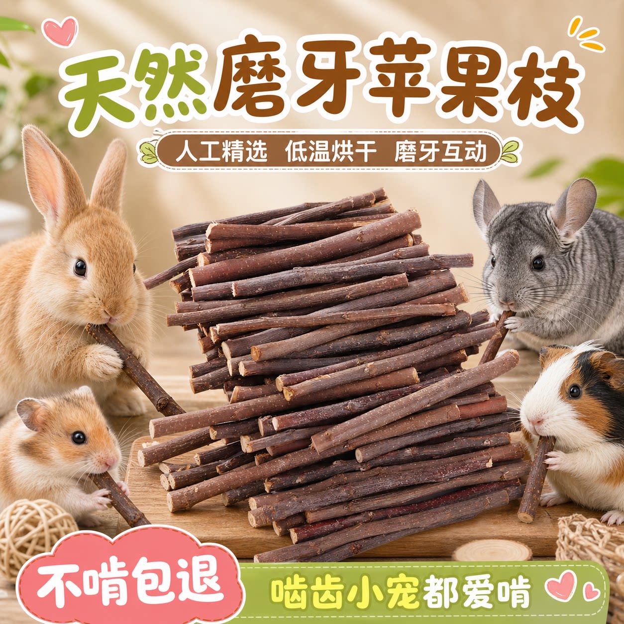 苹果枝兔子磨牙仓鼠苹果枝磨牙棒