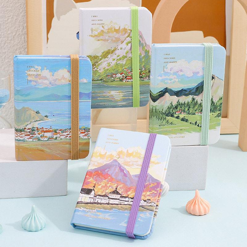 小清新A6精装随身口袋本手账创意可爱小号笔记本子绑带便携记事本