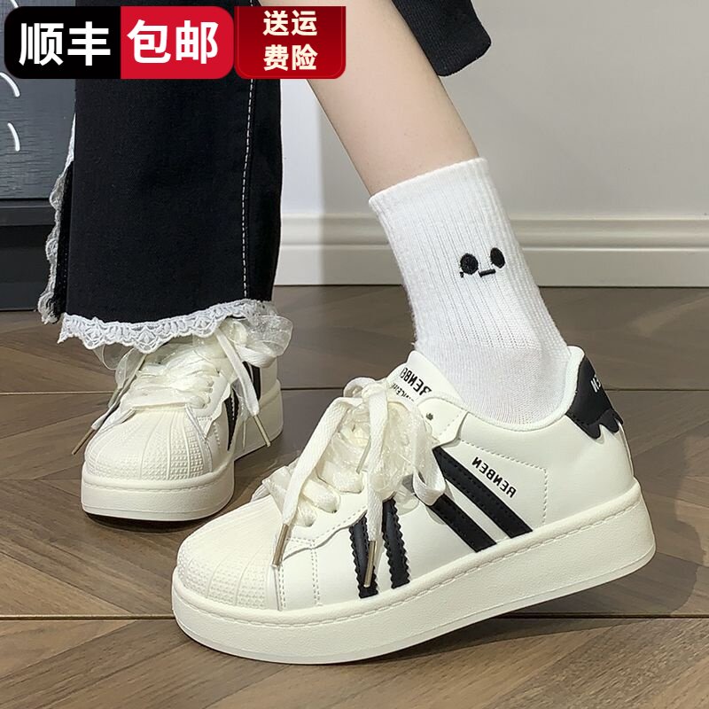 学院风高颜值厚底百搭小白鞋女