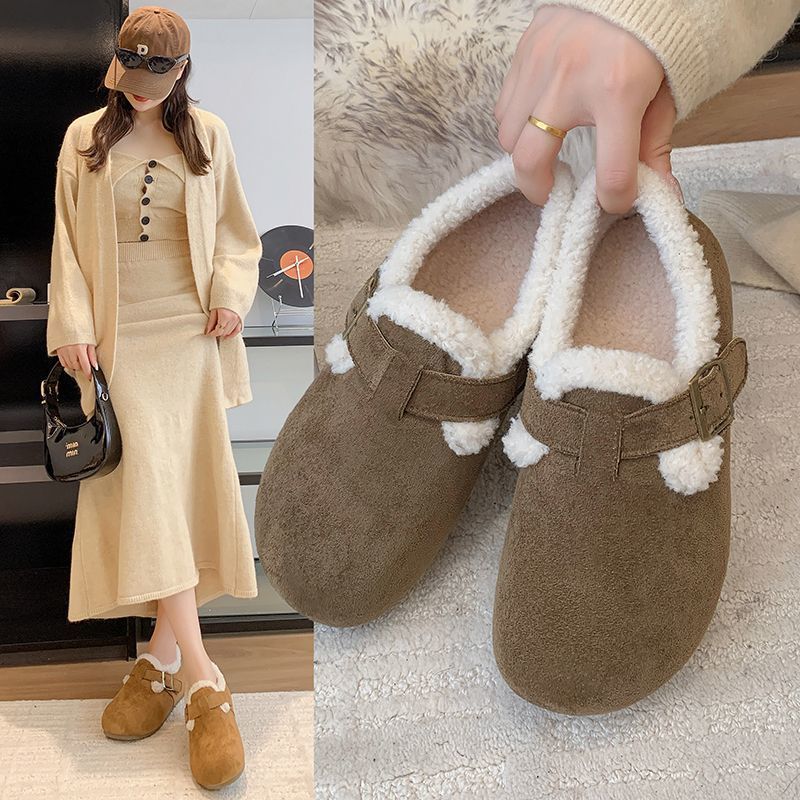 勃肯鞋加绒毛毛拖鞋女外穿