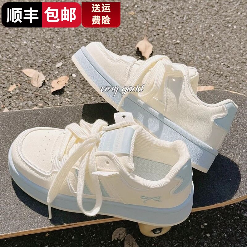 休闲运动风小白鞋女款2026新款秋季透气配裙子面包鞋小众百搭板鞋