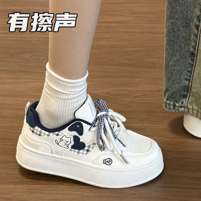 猫咪厚底增高百搭小白板鞋女款