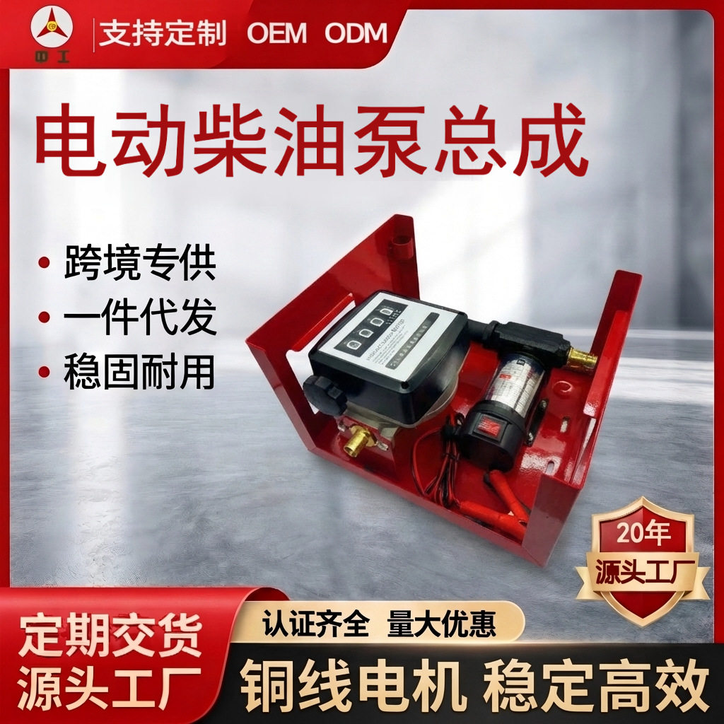 厂家供应12V24V电动抽油泵组套加油泵便携式自吸泵定量自动停柴油