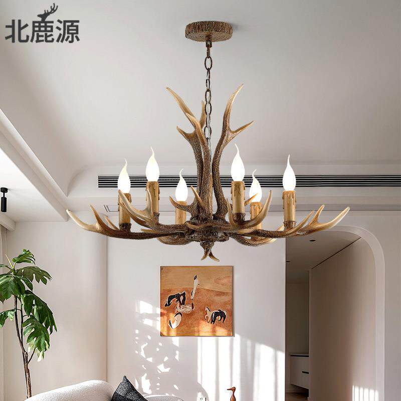 源头鹿角灯美式乡村复古工业风鹿角吊灯酒吧咖啡厅清吧装饰吊灯