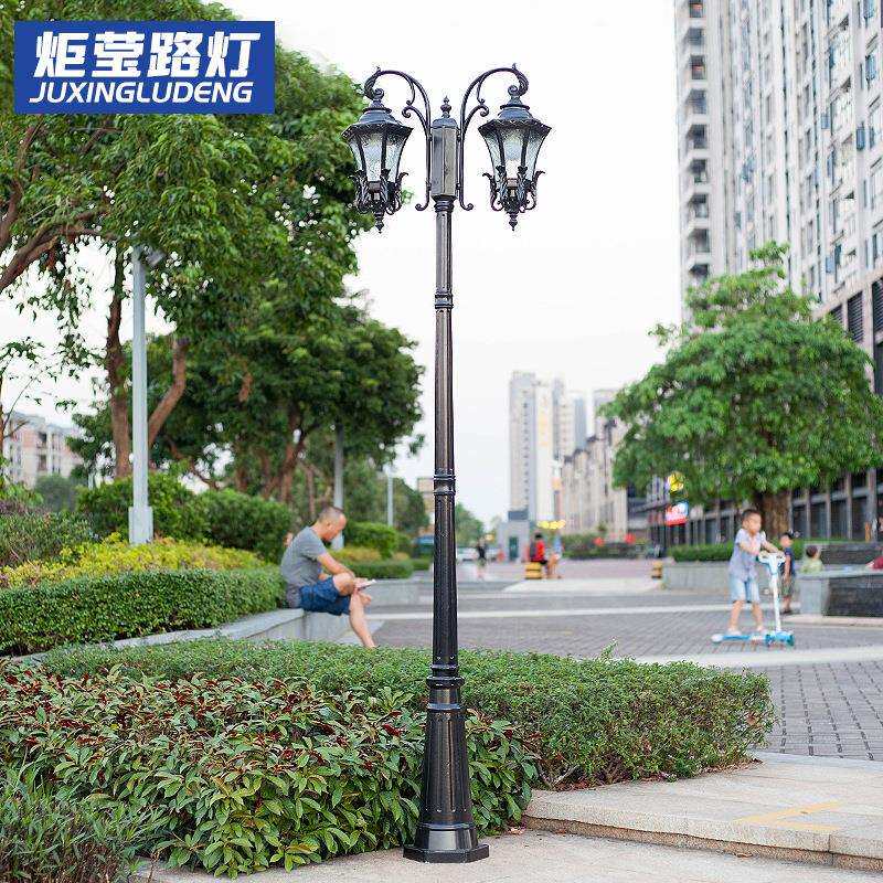 led路灯太阳能欧式复古户外防水庭院灯3米室外别墅草坪家用高杆灯
