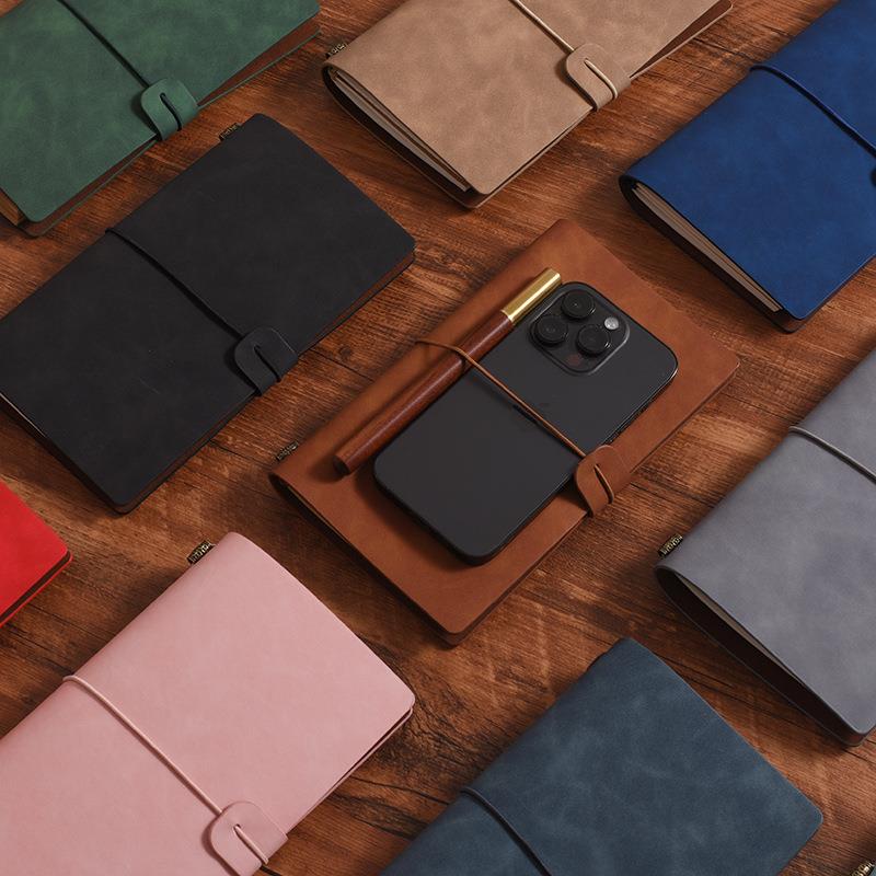 现货复古皮质旅行手账本旅游打卡盖章日记本替换芯活页笔记本