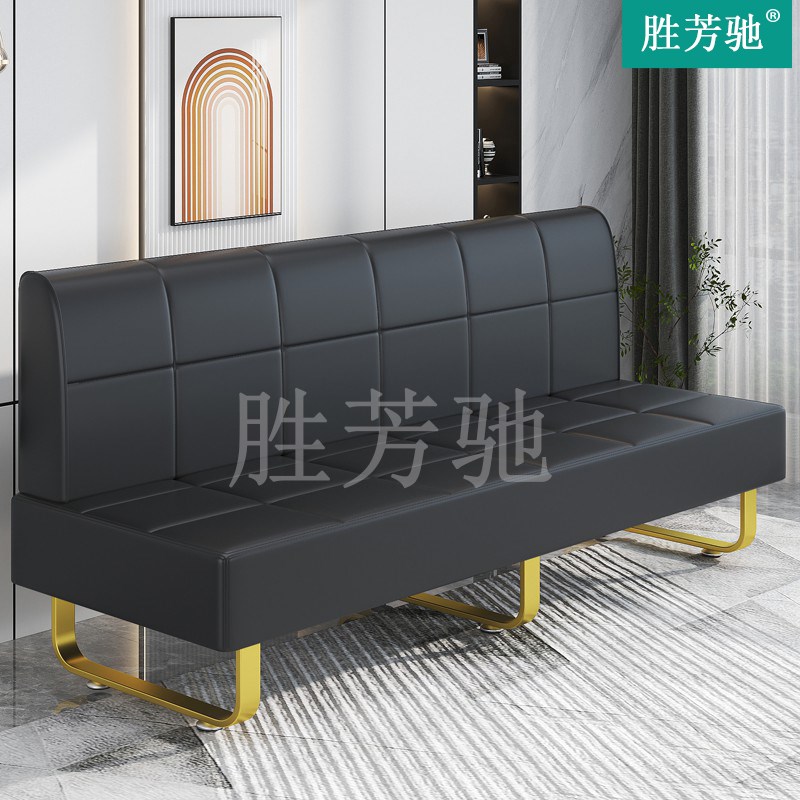 理发店美发店等候椅美容服装店休息区不锈钢镀金沙发等候区长条椅