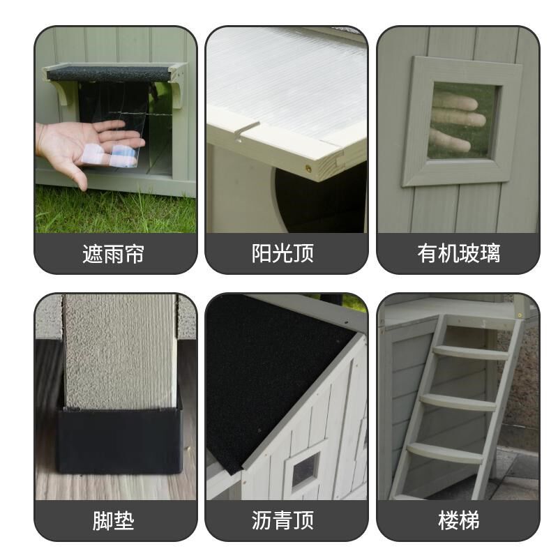 户外双层联排猫别墅四季通用豪华室外猫窝保暖防水防雨流浪猫笼子