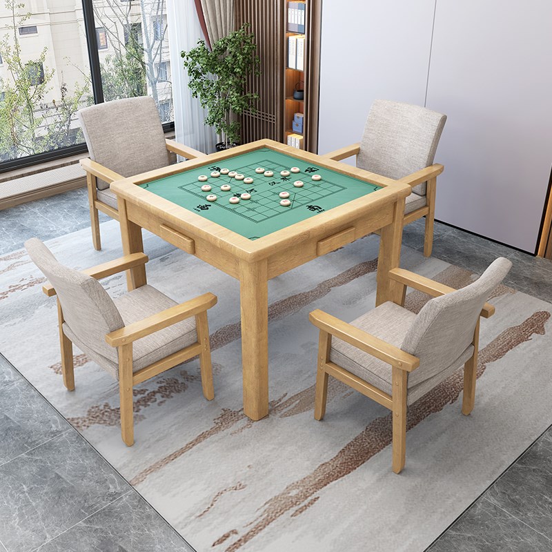 中式实木棋牌桌椅组合正方形老年手搓麻将桌扑克桌象棋桌四方桌子