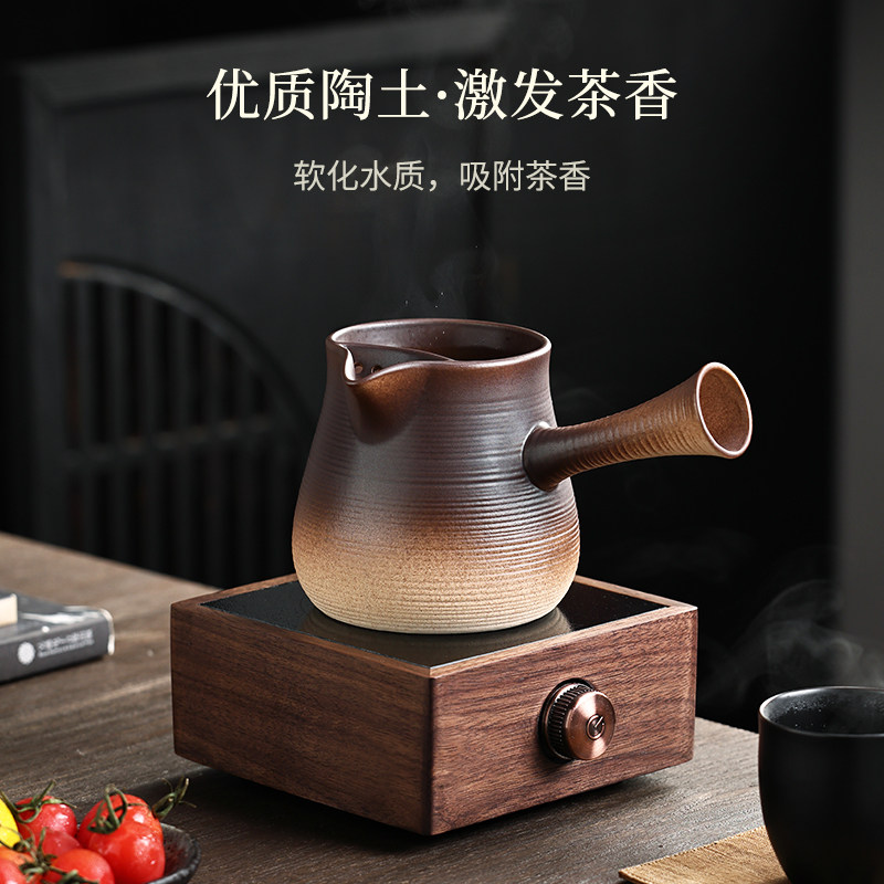 陶泥罐罐茶煮奶茶专用烤奶茶罐煮茶器黑晶炉整套围炉煮茶侧把茶壶
