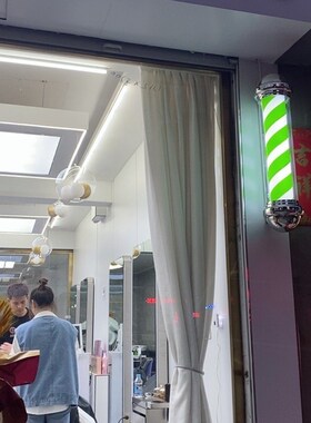 圆柱形挂墙式网红绿色美容美发转灯led发廊理发店防水防晒户外