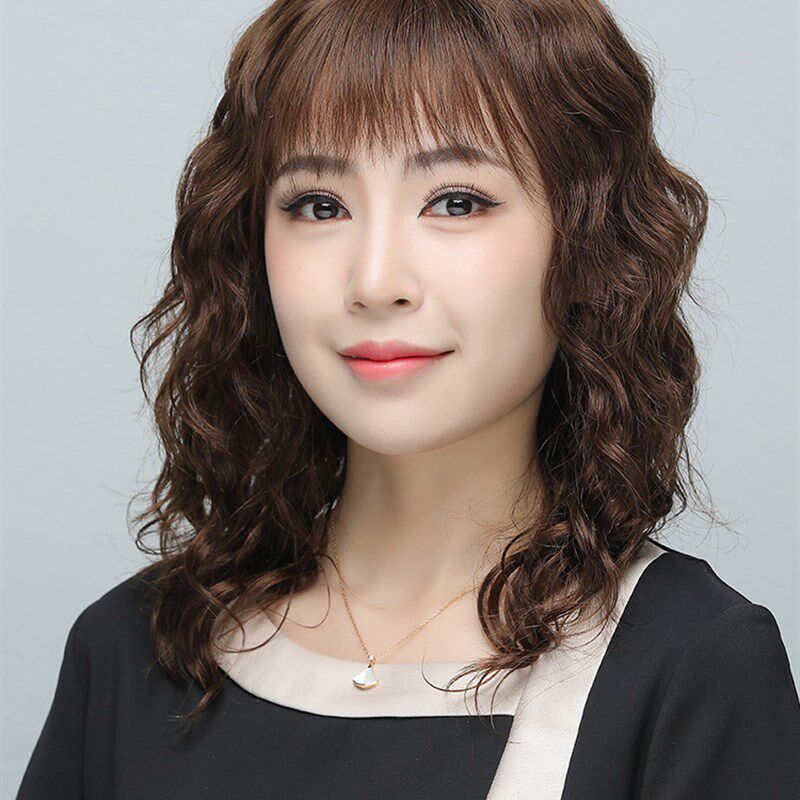 女人味假发假发真人发丝送妈妈假发女士高档假发假发羊毛卷发型