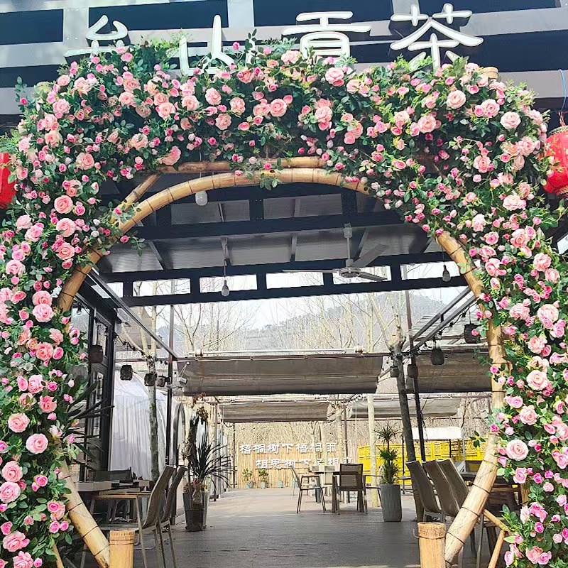仿真花藤条玫瑰花藤蔓婚庆拱门楼梯装饰遮挡墙壁假花门头网红花墙