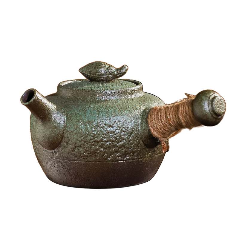 粗陶煮茶水烧水壶900ml大容量提梁壶侧把壶围炉煮茶中式复古家用