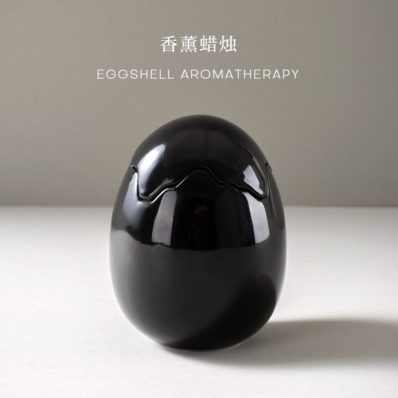 Epeiushome创意蛋壳陶瓷蜡烛杯高颜值香薰蜡烛礼品烛台摆件礼盒装