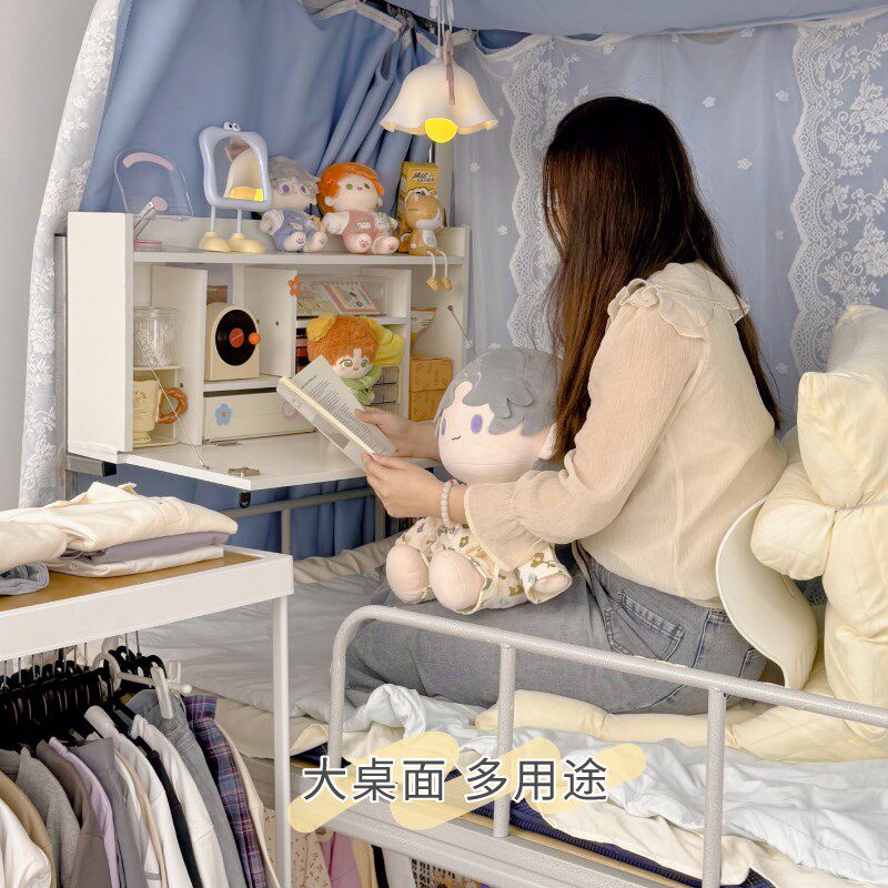 宿舍床上桌可折叠电脑桌学生寝室上下铺悬空桌子稳固收纳架懒人桌