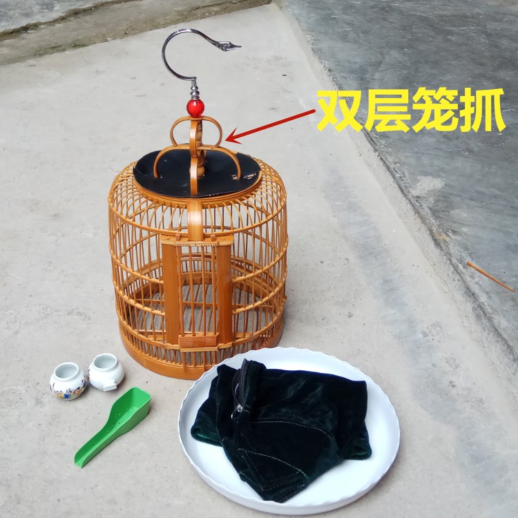包邮黄豆鸟竹制圆笼黄腾鸟笼子小鸟麻雀绣眼笼包9配件 丝距约1cm
